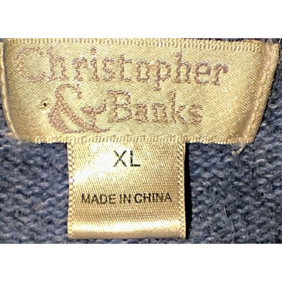 Christopher & Banks Womens XL Blue Knit Sweater Flag Heart USA Pullover - Picture 6 of 8